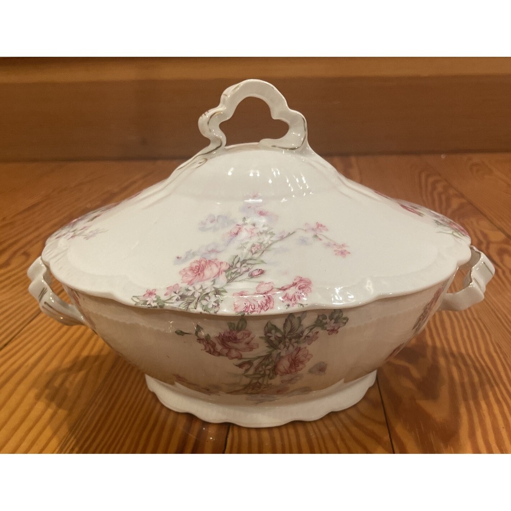 Zeh Scherzer & Co Orleans Covered Vegetable Serving Bowl Lid Flower Germany Rare